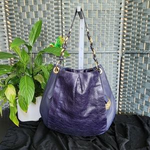 Vince Camuto Leather Handbag - Navy and Gold